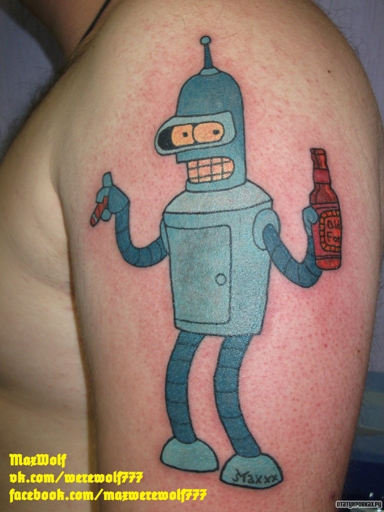 Фотография татуировки под названием «Робот бендер»