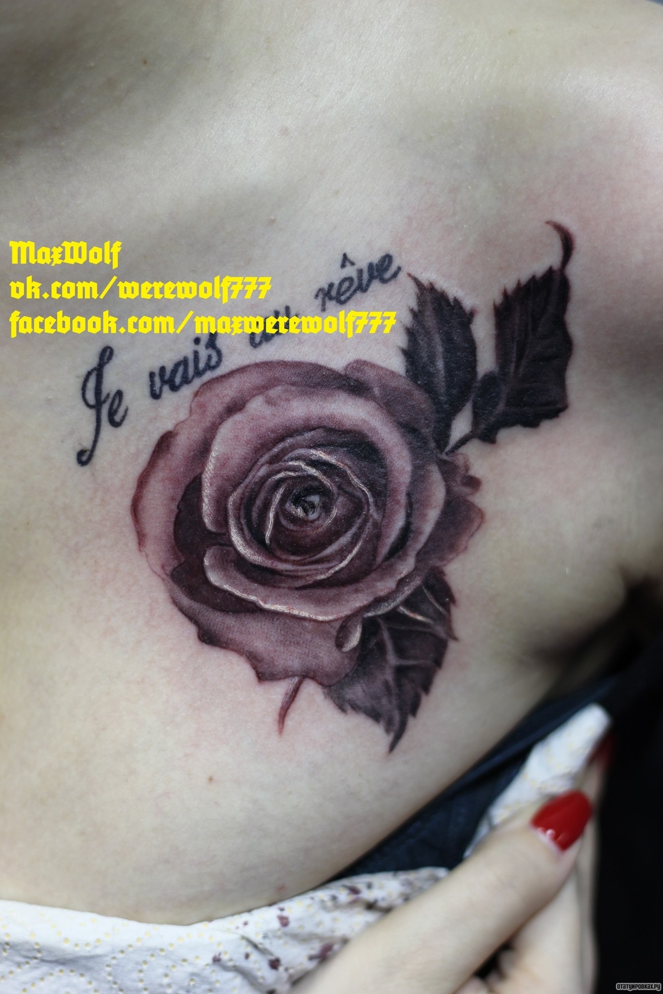 Фотография татуировки под названием «Роза в темных тонах»