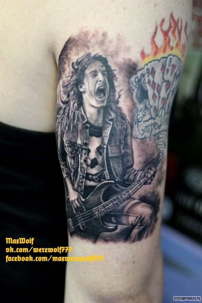 Фотография татуировки под названием «Рок гитарист»
