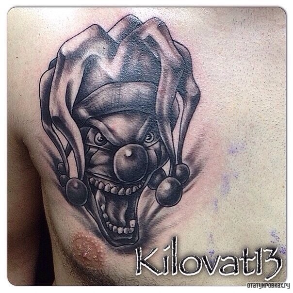Фотография татуировки под названием «Клоун злой»