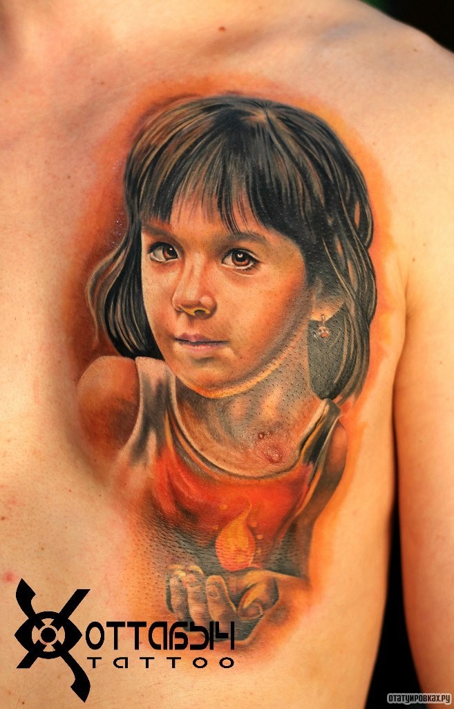 Фотография татуировки под названием «Портрет дочери»
