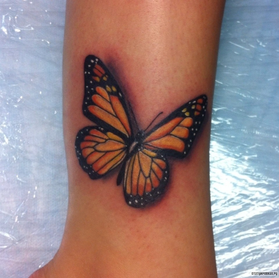 Фотография татуировки под названием «Черно-желтая бабочка»