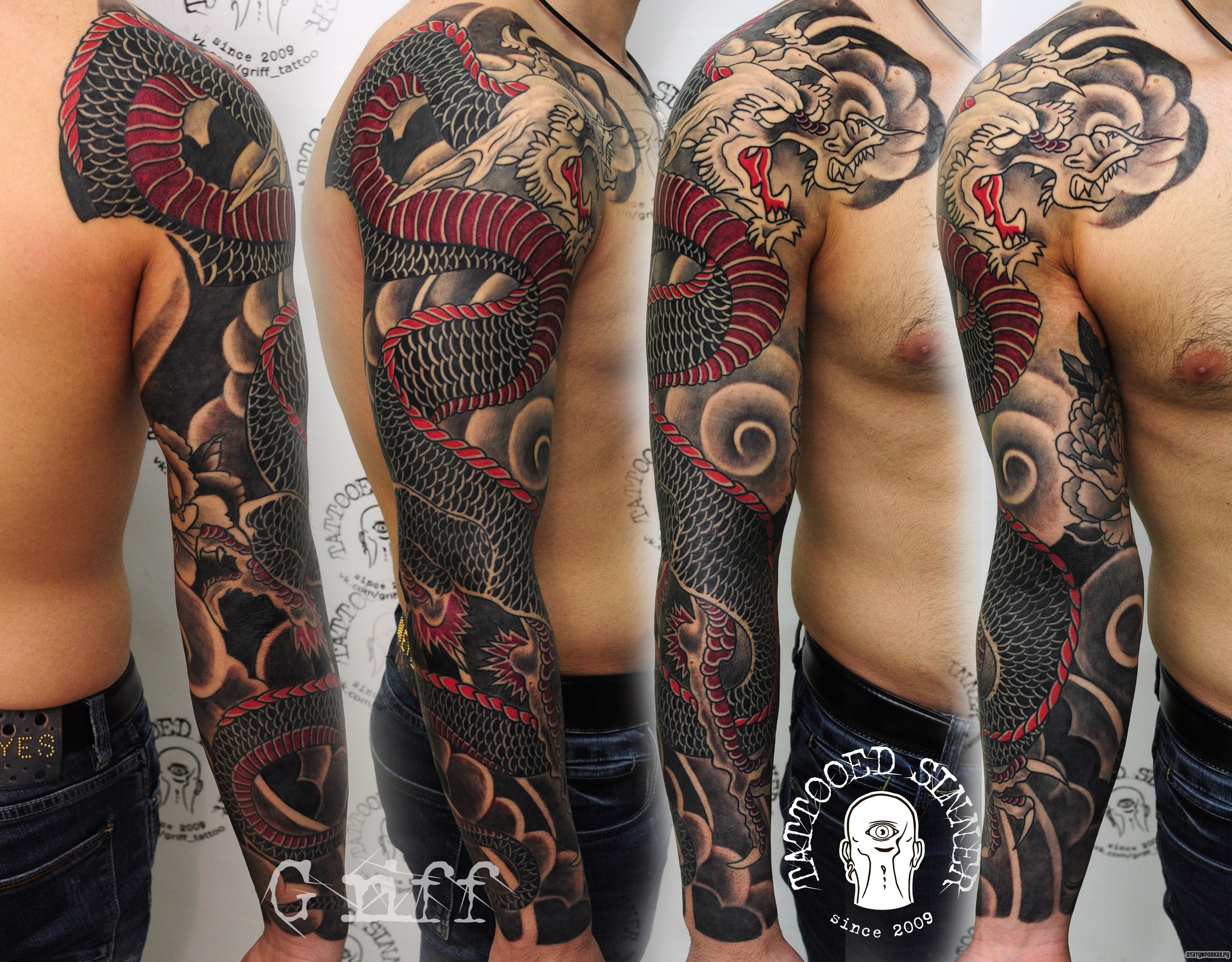 Фотография татуировки под названием «Китайский дракон рукав»