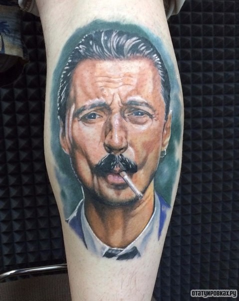 Фотография татуировки под названием «Портрет курящего мужчины»