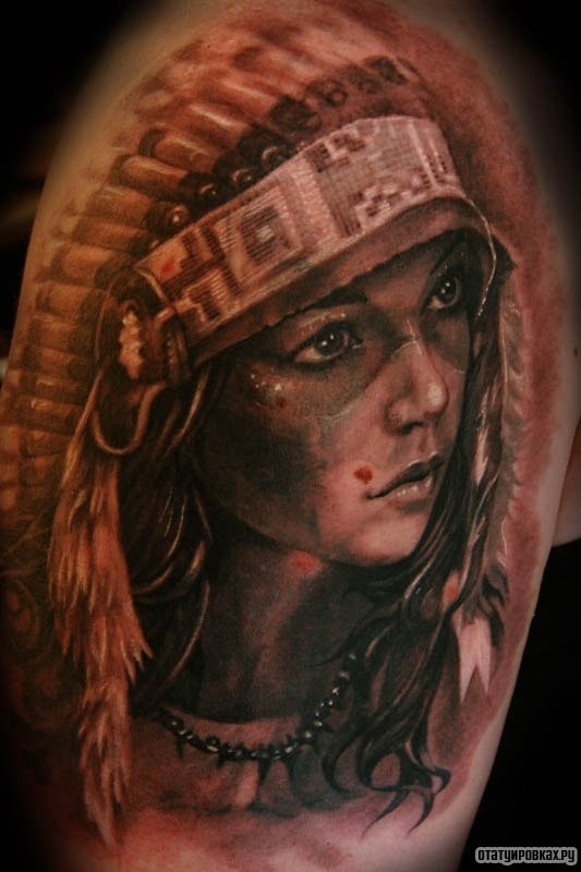 Фотография татуировки под названием «Портрет молодой девушки»