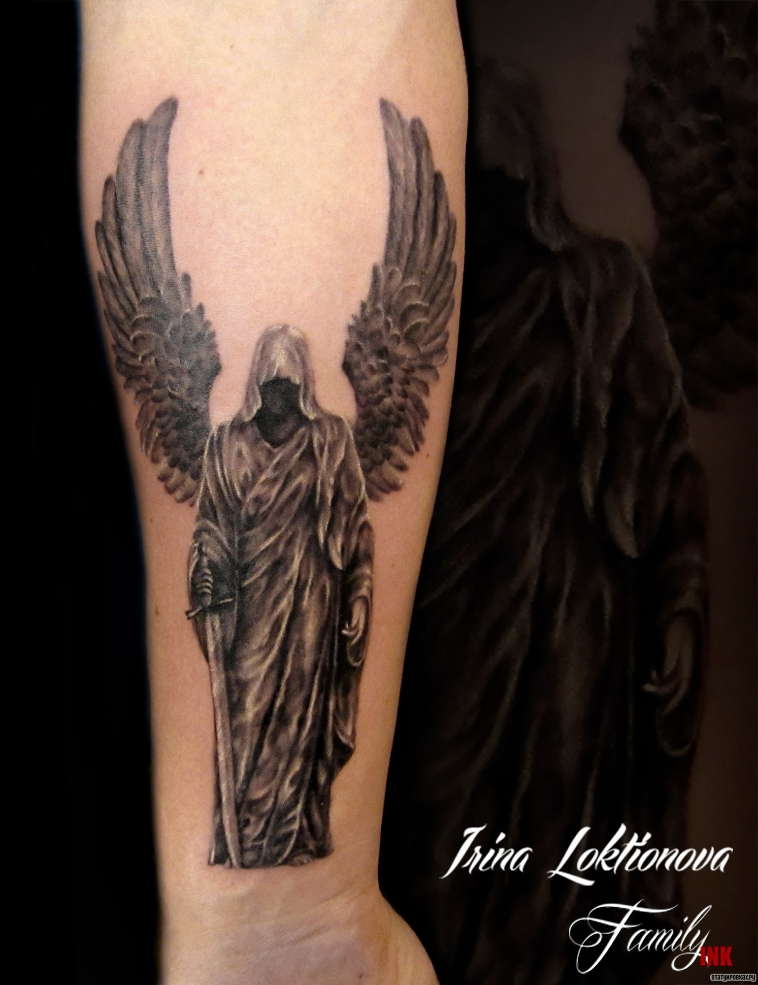 Фотография татуировки под названием «Ангел, архангел»