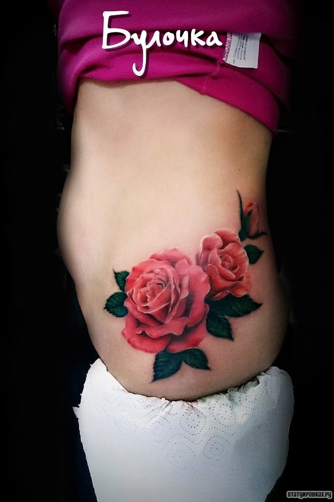 Фотография татуировки под названием «Две распустившиеся розы»