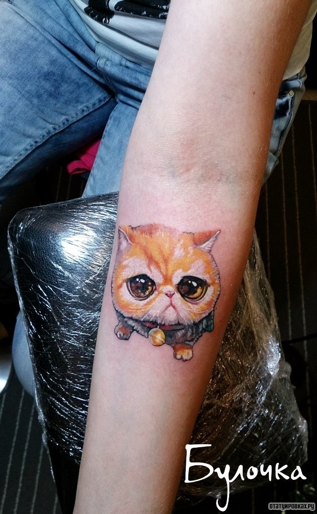 Фотография татуировки под названием «Маленький рыжий котенок»