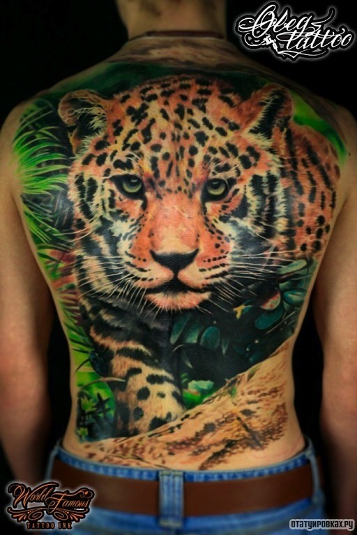 Фотография татуировки под названием «Тигр во всю спину»