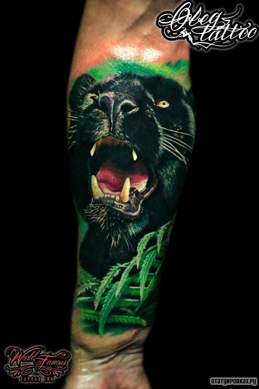 Фотография татуировки под названием «Пантера в траве»