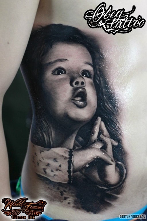 Фотография татуировки под названием «Малыш, портрет»