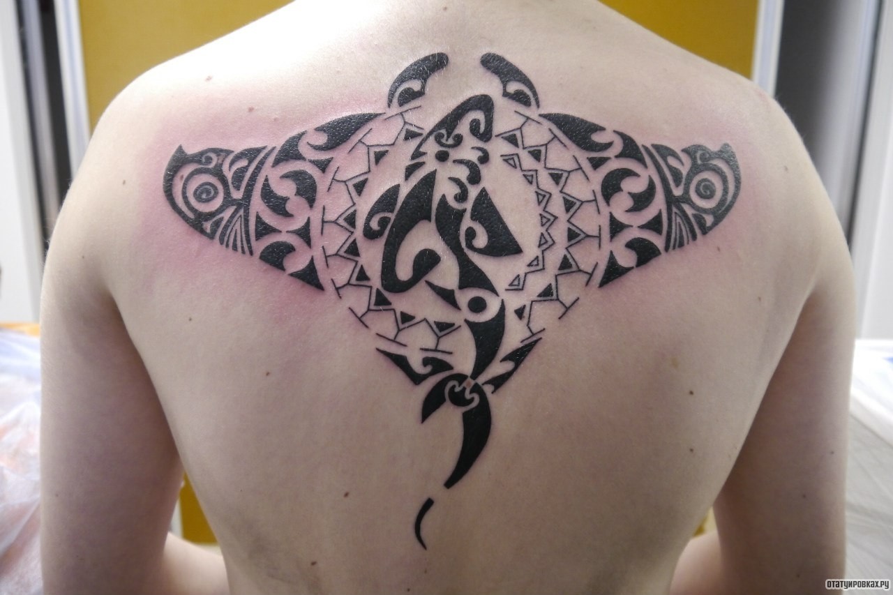 Фотография татуировки под названием «Скат полинезийский»