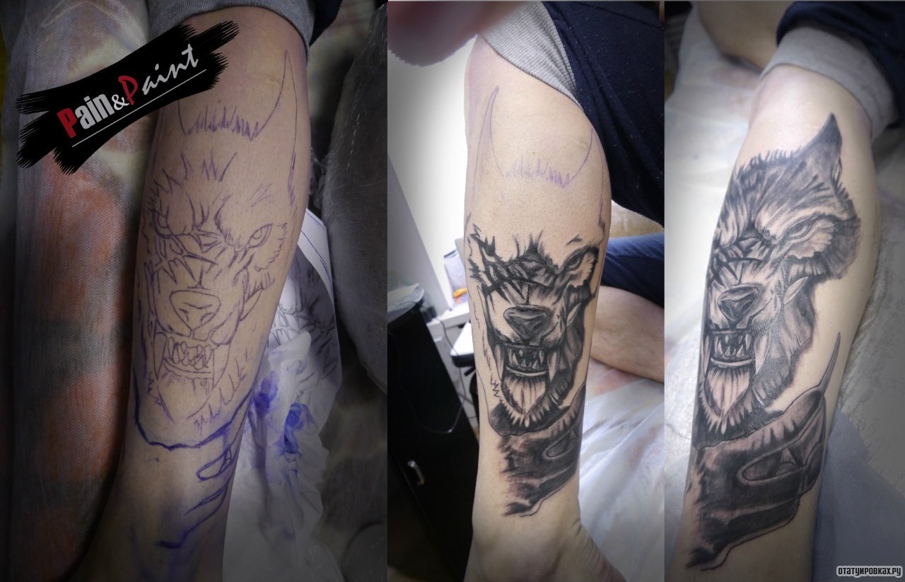 Фотография татуировки под названием «Злобный волк»