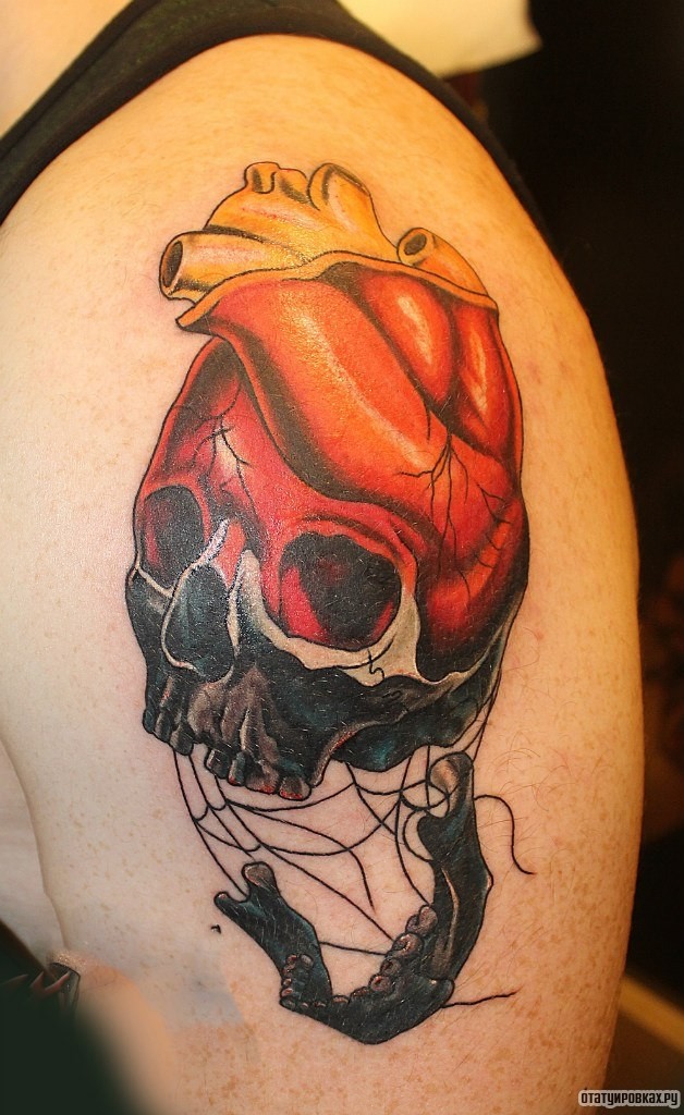 Фотография татуировки под названием «Сердце череп»