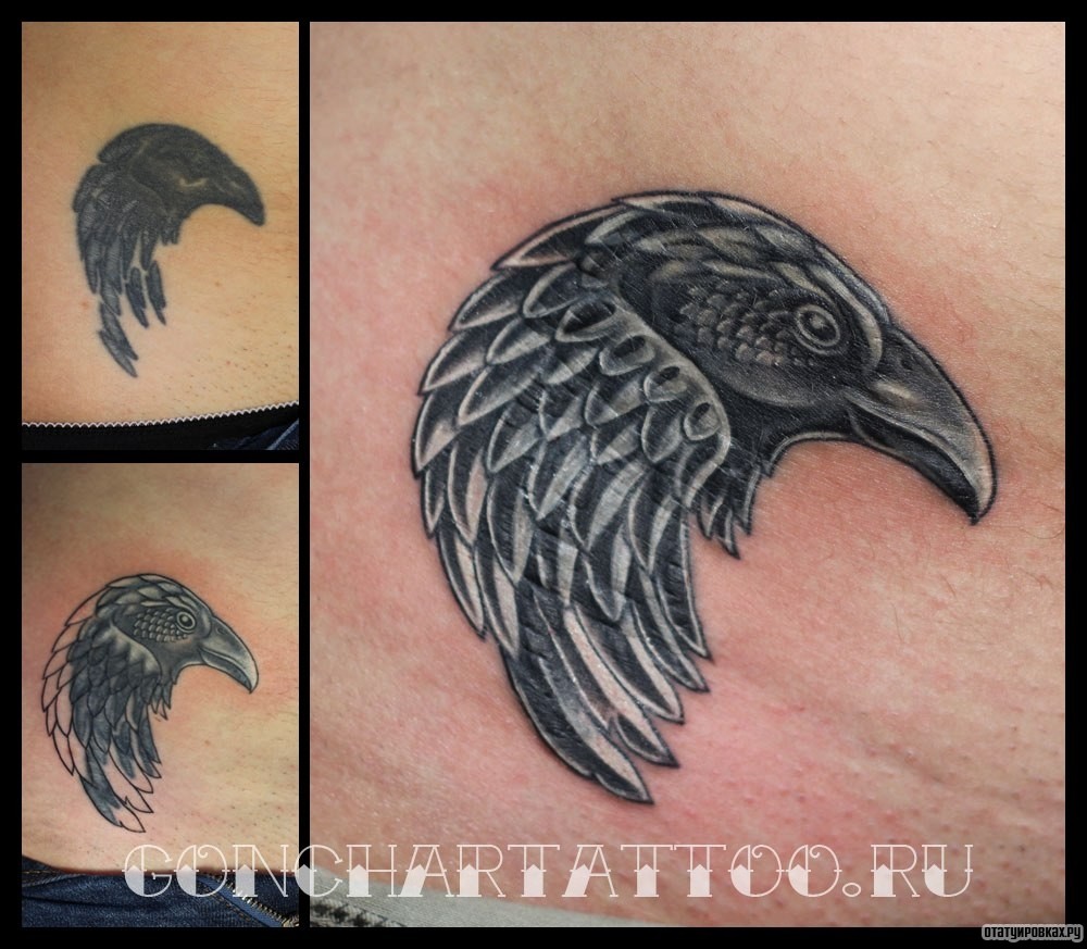 Фотография татуировки под названием «Морда птицы»