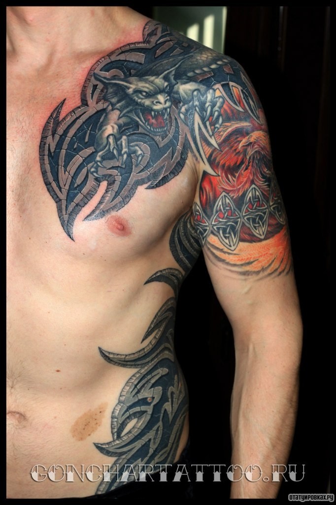Фотография татуировки под названием «Демон в трайбл узоре»