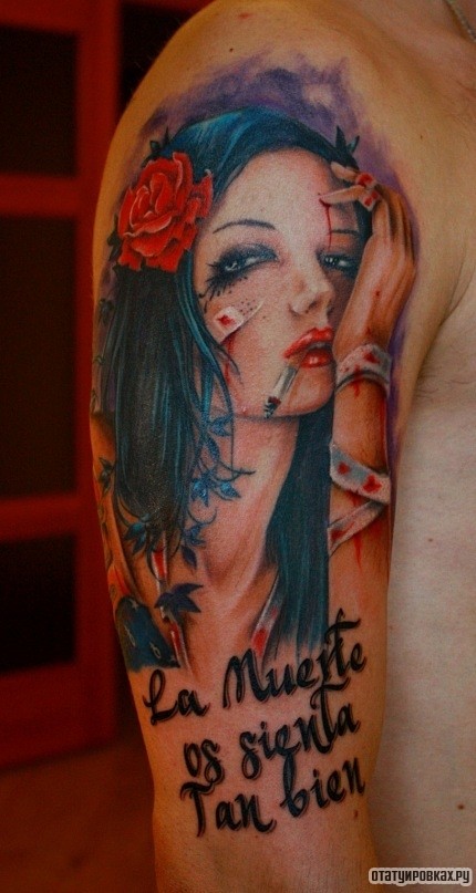 Фотография татуировки под названием «Истощенная девушка»