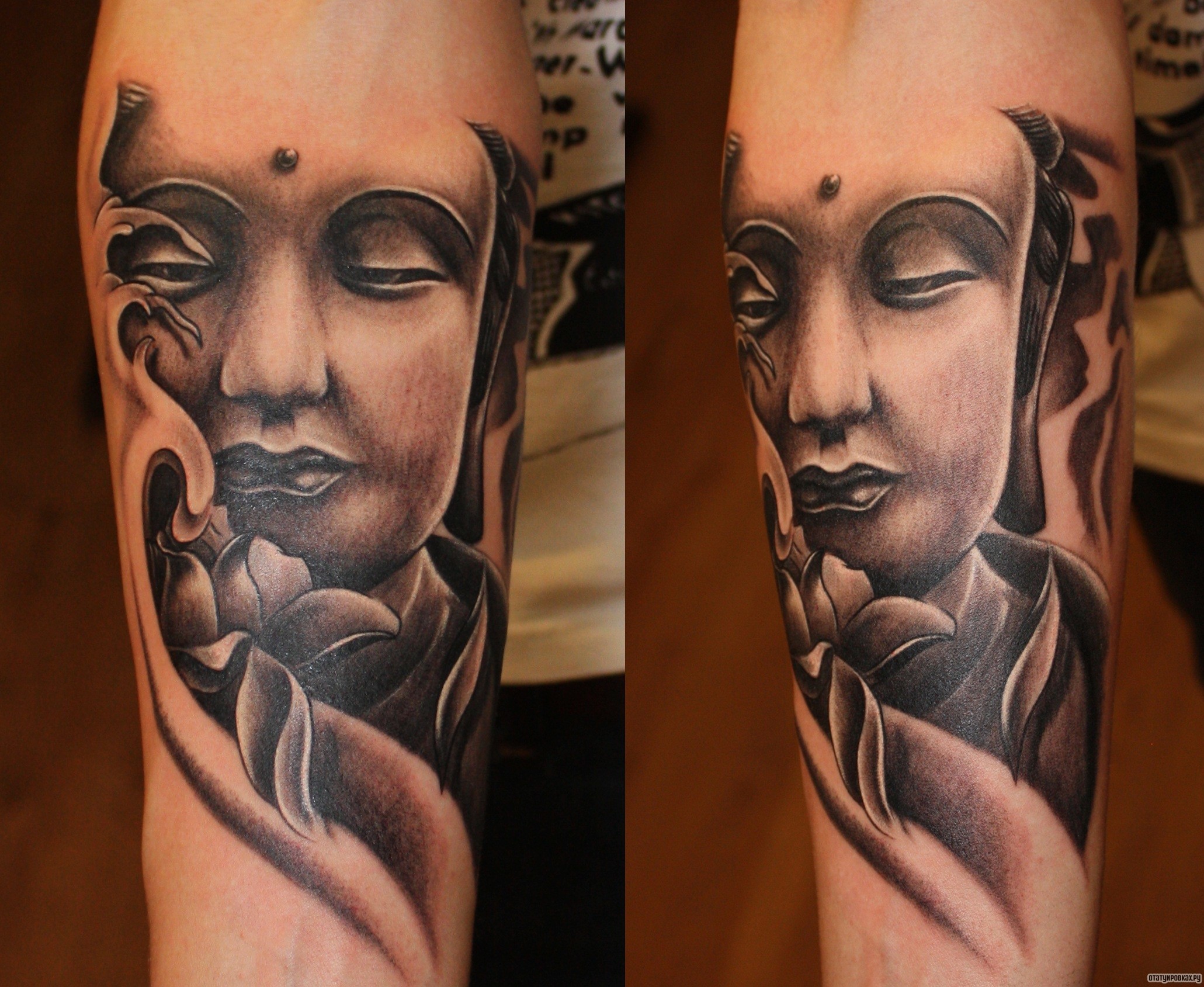 Фотография татуировки под названием «Лицо Будды»