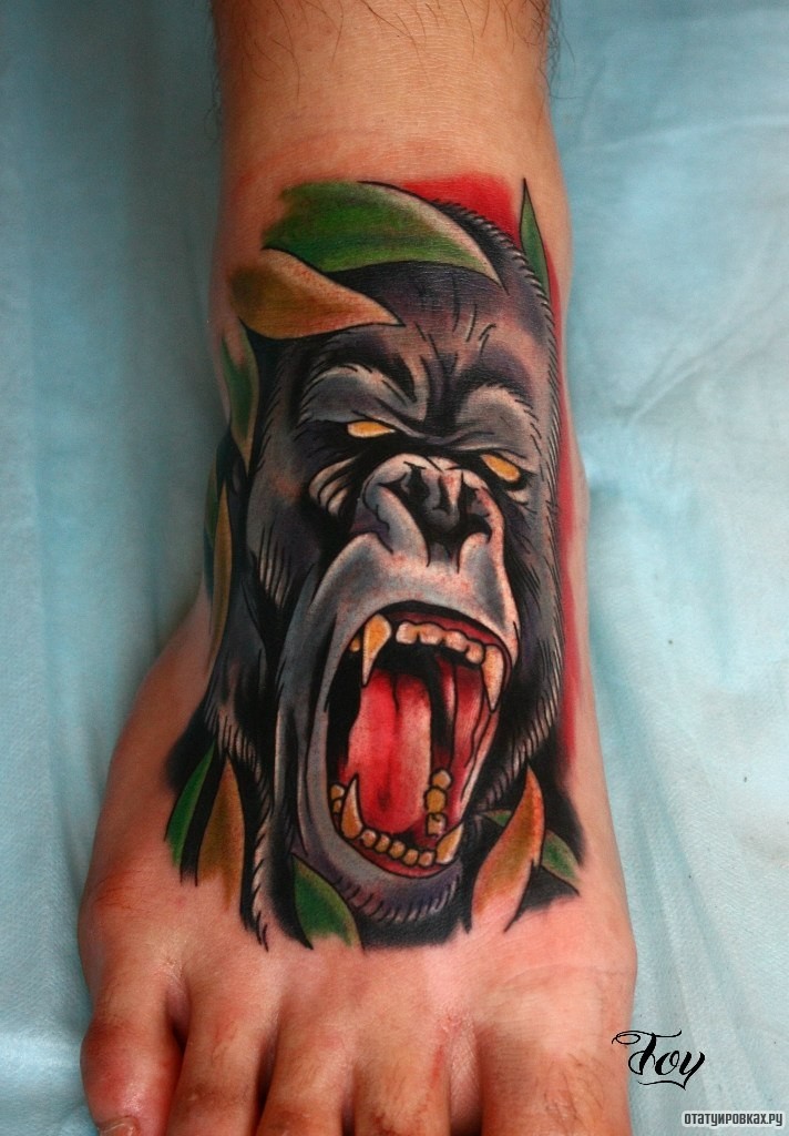 Фотография татуировки под названием «Оскал обезьяны»