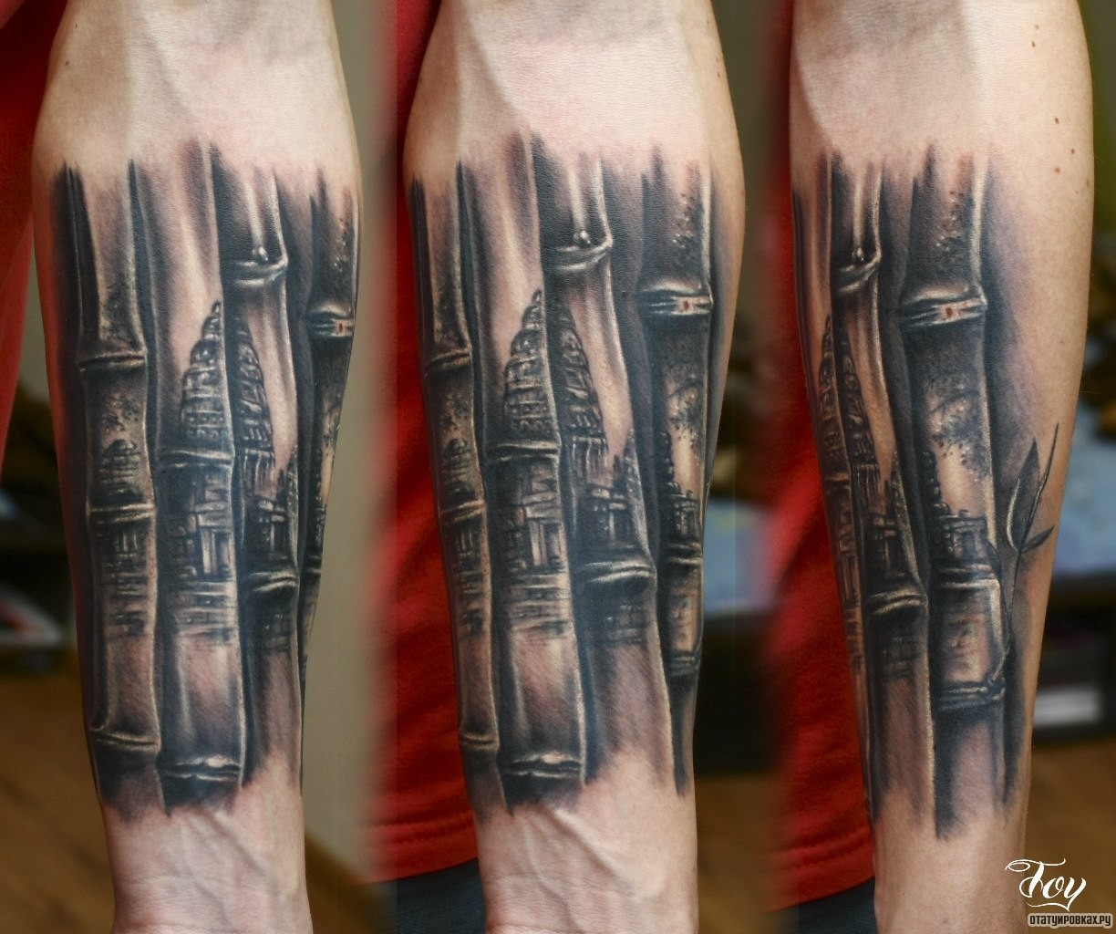 Фотография татуировки под названием «Город в отражении бамбука»