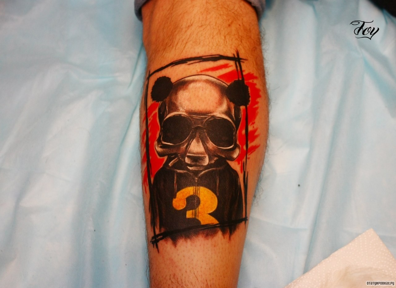 Фотография татуировки под названием «Панда треш полька»