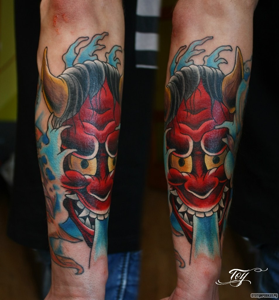 Фотография татуировки под названием «Дьявол с рогами»