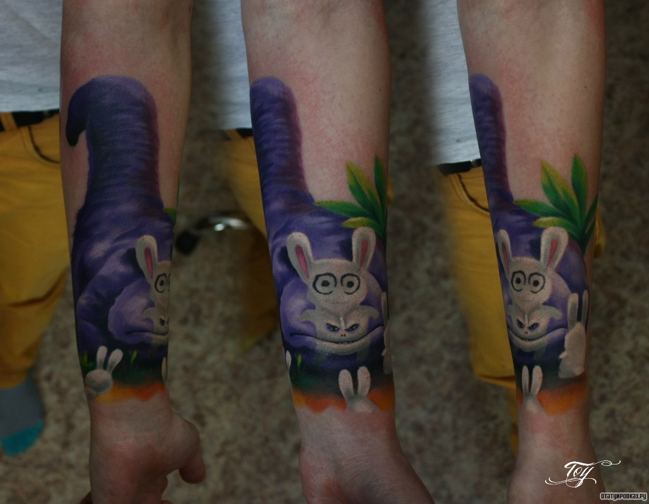 Фотография татуировки под названием «Кролик мультяшный»