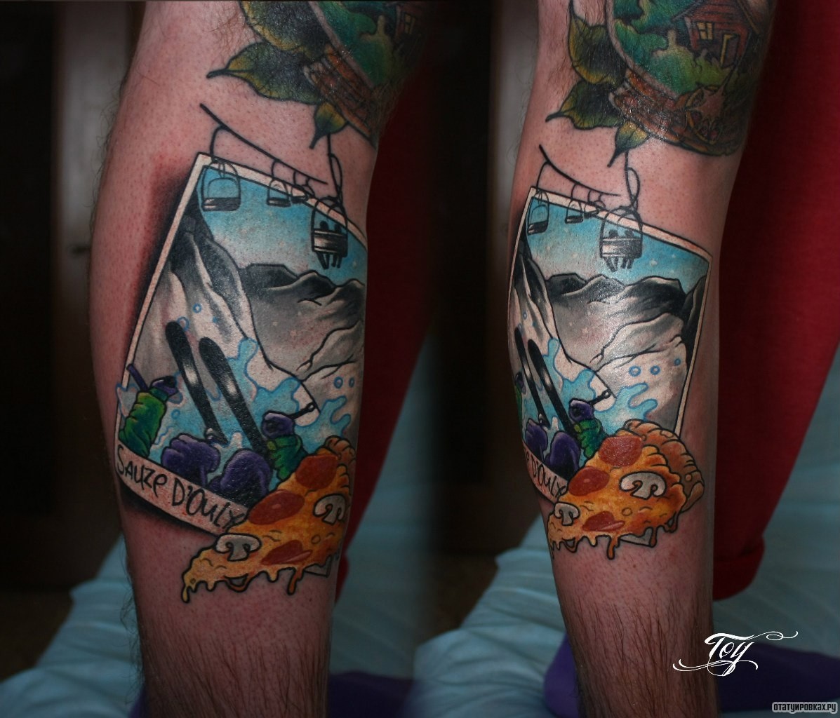 Фотография татуировки под названием «Картина горнолыжник»