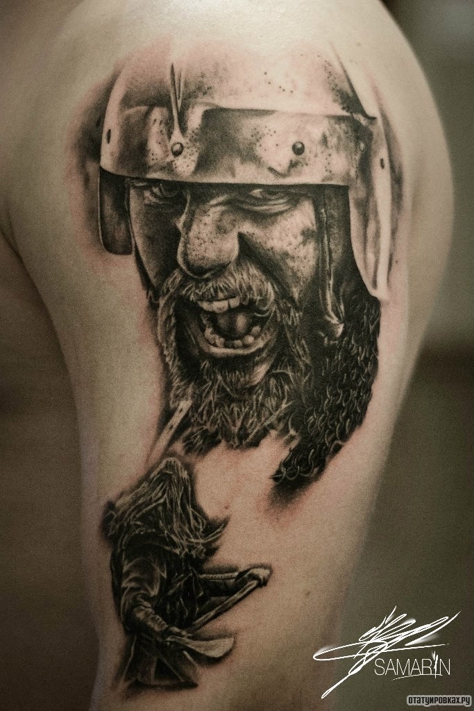 Фотография татуировки под названием «Воин на плече»