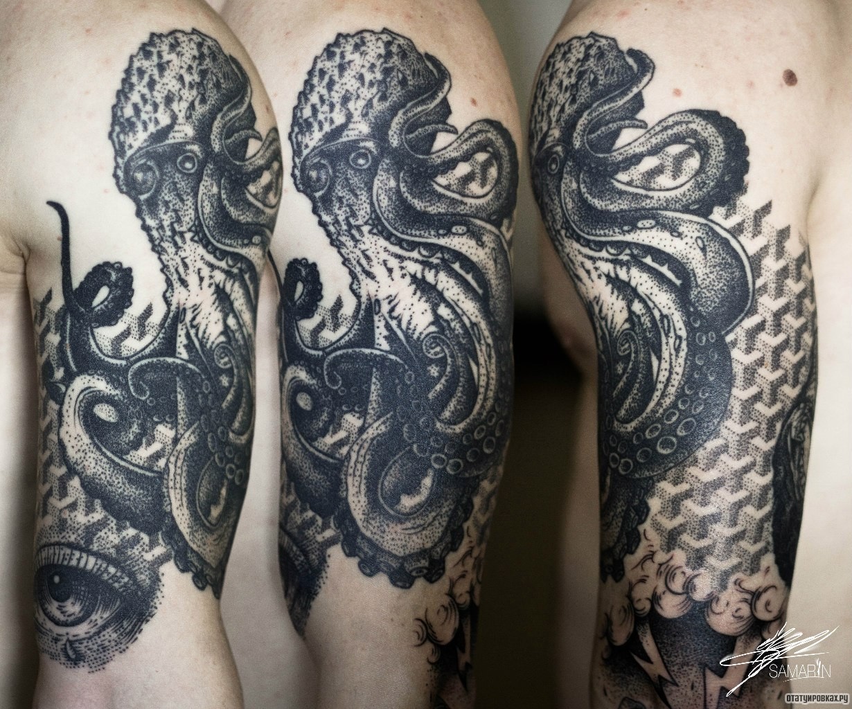 Фотография татуировки под названием «Осьминог на плече»