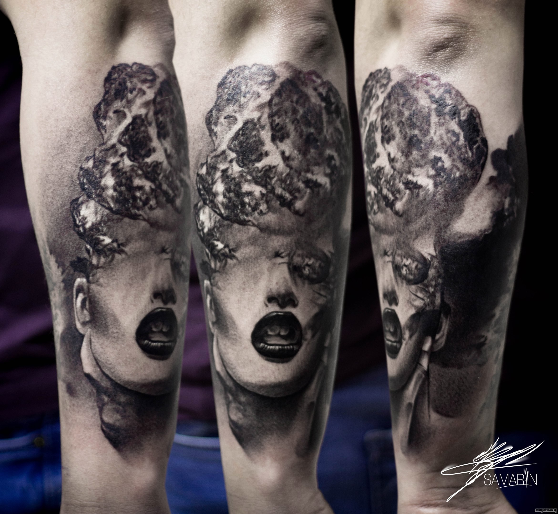 Фотография татуировки под названием «Взрыв мозга у девушки на предплечье»