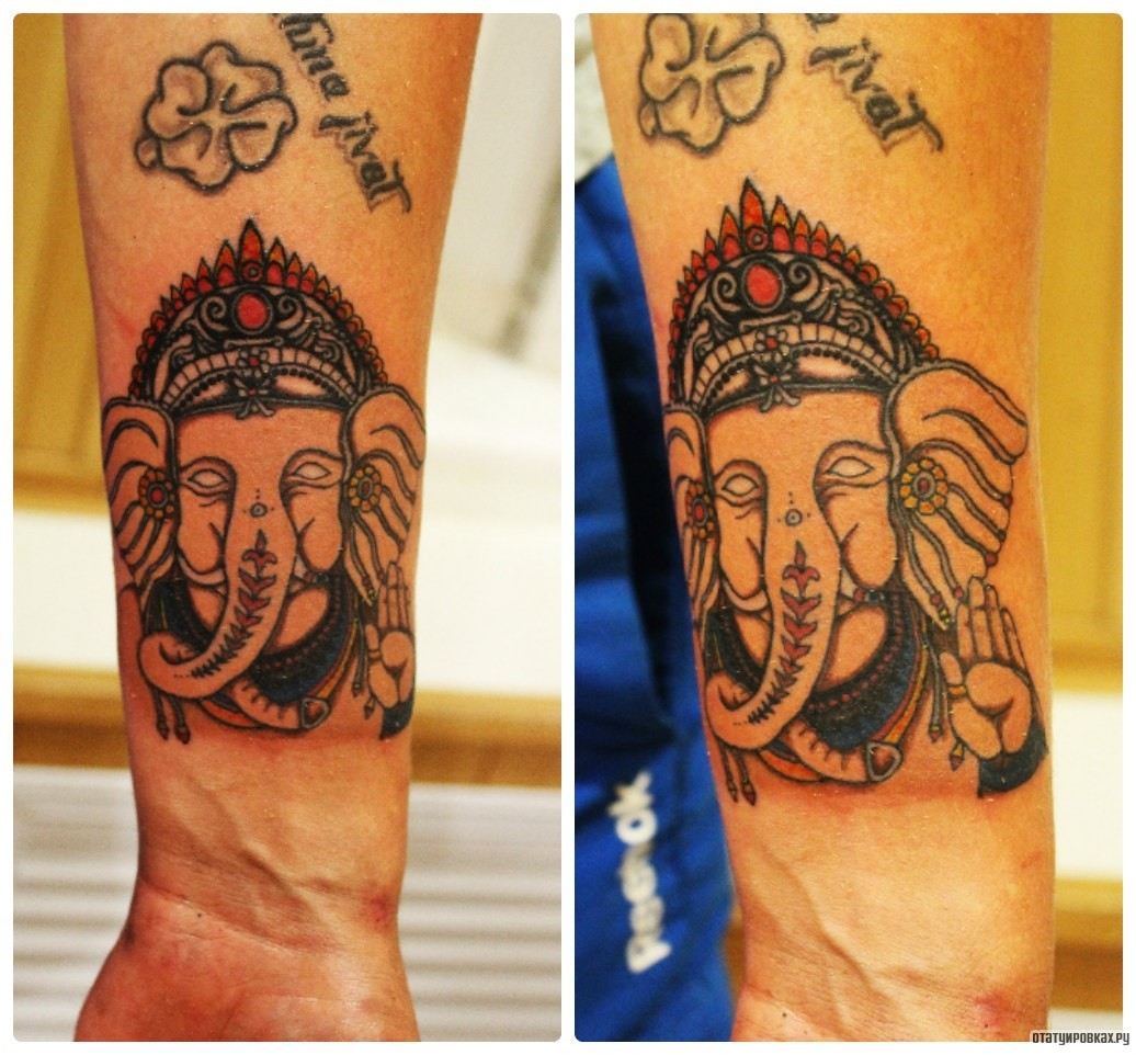 Фотография татуировки под названием «Снон ганеша на запястье»
