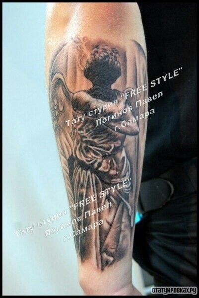 Фотография татуировки под названием «Ангел на предплечье»