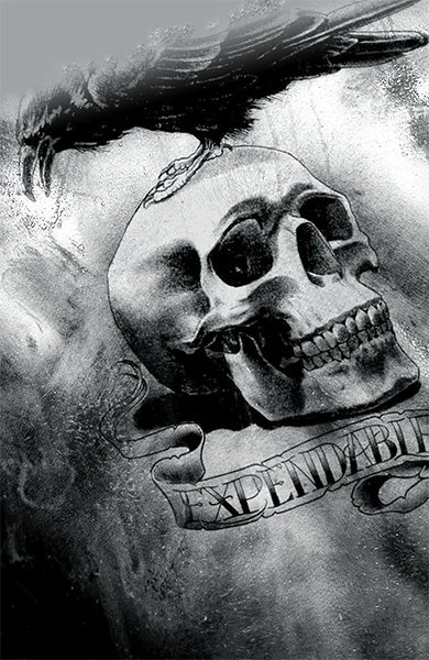 Татуировка череп с вороном