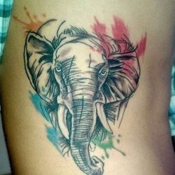 Слон и краски на руке