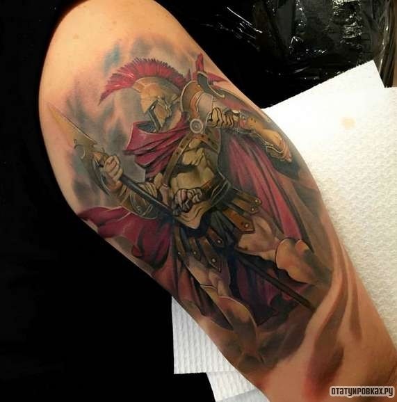 Фотография татуировки под названием «Воин в цвете»