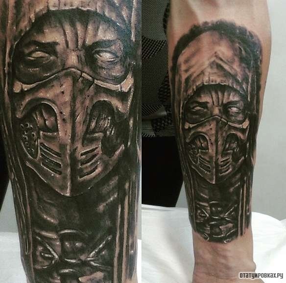 Фотография татуировки под названием «Воин в маске»