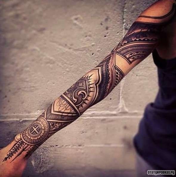 Фотография татуировки под названием «Рукав чб»