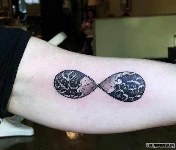 Фотография татуировки под названием «Бесконечность с волнами»