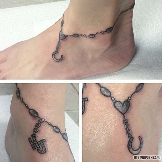 Фотография татуировки под названием «Оберег браслет на ноге»