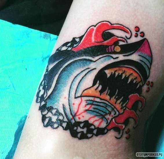 Фотография татуировки под названием «Ужасная акула»