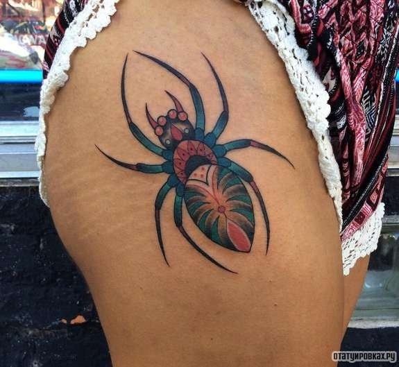 Фотография татуировки под названием «Яркий паук»