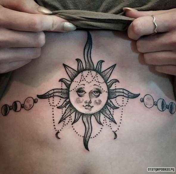 Фотография татуировки под названием «Красивое солнце»