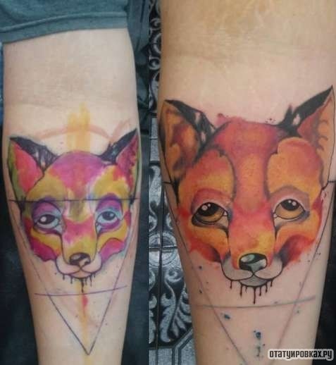 Фотография татуировки под названием «Лиса в красках»