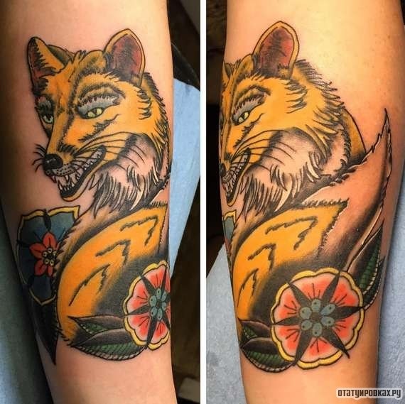 Фотография татуировки под названием «Страшная лиса»