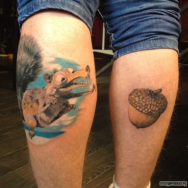 Фотография татуировки под названием «Белка с орехом из мультика ледниковый период»