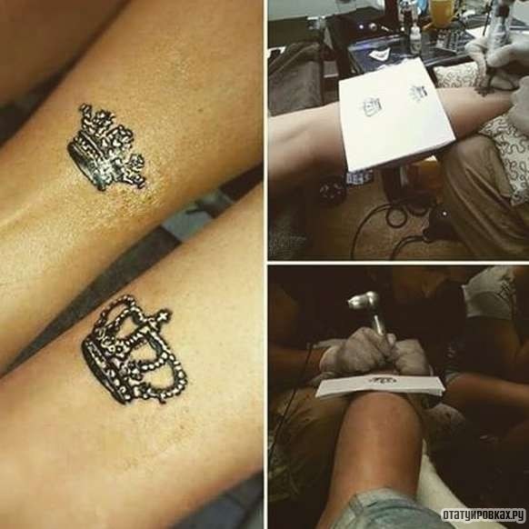 Фотография татуировки под названием «Две короны»
