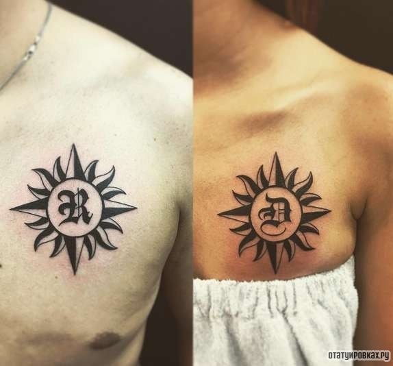 Фотография татуировки под названием «Солнце для двоих»