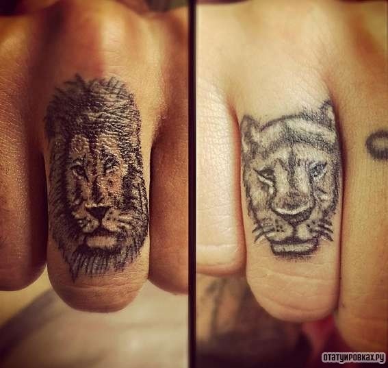 Фотография татуировки под названием «Дев и львица»