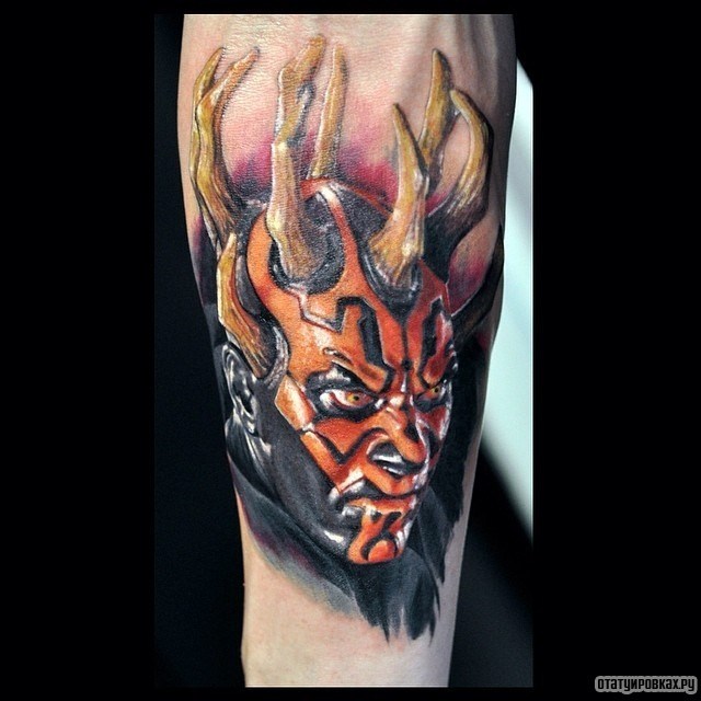 Фотография татуировки под названием «Жуткий демон с рогами»